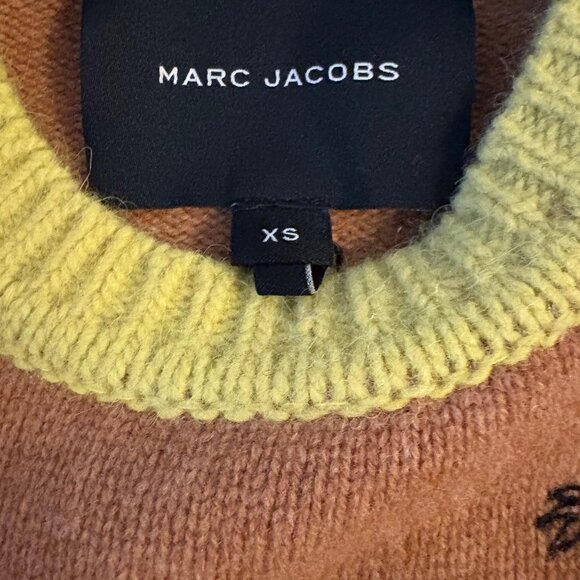 NWT Marc Jacobs Tattoo Crewneck sweater in engineered stripe camel combo - Picture 10 of 13